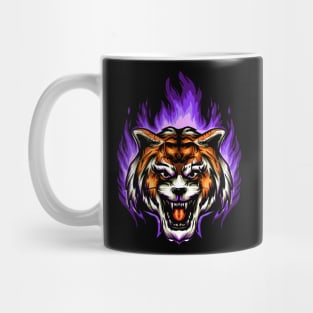 Angry Tiger Head With Blue Flames Mug